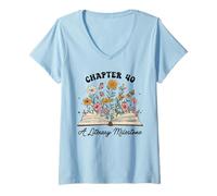 Womens Chapter 40 A Literary Milestone 40th Birthday Book Lovers V-Neck T-Shirt