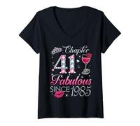 Womens Chapter 41 Fabulous Since 1985 41st Birthday Gift for Women V-Neck T-Shirt