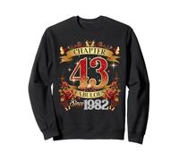 Womens Chapter 43 Fabulous EST 1982 Red Roses 43rd Birthday Sweatshirt