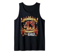 Womens Chapter 43 Fabulous EST 1982 Red Roses 43rd Birthday Tank Top