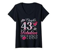 Womens Chapter 43 Fabulous Since 1983 43rd Birthday Gift for Women V-Neck T-Shirt