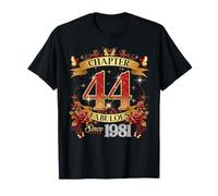 Womens Chapter 44 Fabulous EST 1981 Red Roses 44th Birthday T-Shirt