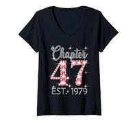 Womens Chapter 47 EST 1979 Happy 47Th Birthday Girl Men Women V-Neck T-Shirt