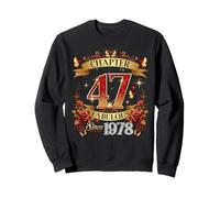 Womens Chapter 47 Fabulous EST 1978 Red Roses 47th Birthday Sweatshirt