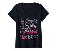 Womens Chapter 48 Fabulous Since 1978 48Th Birthday Gift for Women V-Neck T-Shirt