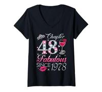 Womens Chapter 48 Fabulous Since 1978 48Th Birthday Gift for Women V-Neck T-Shirt