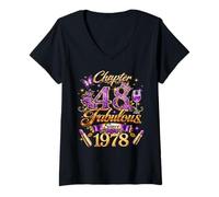 Women's Chapter 48 Fabulous Since 1978 48th Birthday Women Girls V-Neck T-Shirt
