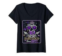 Women's Chapter 49 Fabulous Since 1977 High Heel 49th Birthday Women V-Neck T-Shirt