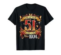 Womens Chapter 51 Fabulous EST 1974 Red Roses 51st Birthday T-Shirt