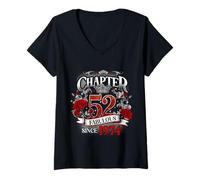 Womens Chapter 52 Fabulous Since 1974 Roses 52nd Birthday Women V-Neck T-Shirt