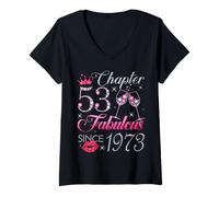 Womens Chapter 53 Fabulous Since 1973 53rd Birthday Gift for Women V-Neck T-Shirt