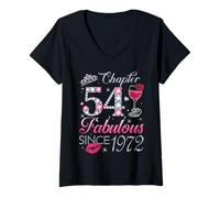 Womens Chapter 54 Fabulous Since 1972 54th Birthday Gift for Women V-Neck T-Shirt