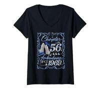 Womens Chapter 56 Fabulous Since 1969 56th Diamond Birthday Queen V-Neck T-Shirt