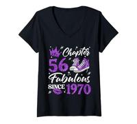 Womens Chapter 56 Fabulous Since 1970 56Th Birthday Women Lady V-Neck T-Shirt