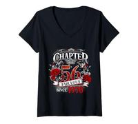 Womens Chapter 56 Fabulous Since 1970 Roses 56th Birthday Women V-Neck T-Shirt