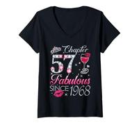 Womens Chapter 57 Fabulous Since 1968 57Th Birthday Gift For Women V-Neck T-Shirt