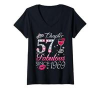 Womens Chapter 57 Fabulous Since 1969 57Th Birthday Gift for Women V-Neck T-Shirt