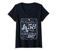 Womens Chapter 58 Fabulous Since 1967 58th Diamond Birthday Queen V-Neck T-Shirt