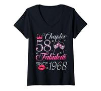 Womens Chapter 58 Fabulous Since 1968 58Th Birthday Gift for Women V-Neck T-Shirt
