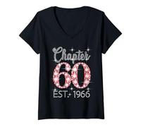 Womens Chapter 60 EST 1966 Happy 60Th Birthday Girl Men Women V-Neck T-Shirt