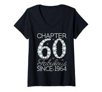 Womens Chapter 60 Fabulous Since 1964 Happy 60Th Birthday Girl Lady V-Neck T-Shirt