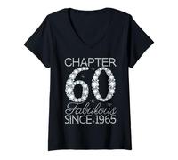 Womens Chapter 60 Fabulous Since 1965 Happy 60Th Birthday Girl Lady V-Neck T-Shirt