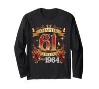 Womens Chapter 61 Fabulous EST 1964 Red Roses 61st Birthday Long Sleeve T-Shirt