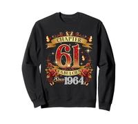 Womens Chapter 61 Fabulous EST 1964 Red Roses 61st Birthday Sweatshirt