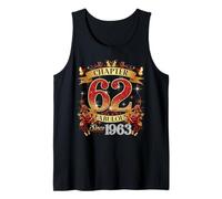 Womens Chapter 62 Fabulous EST 1963 Red Roses 62nd Birthday Tank Top