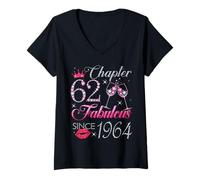 Womens Chapter 62 Fabulous Since 1964 62nd Birthday Gift for Women V-Neck T-Shirt