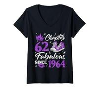 Womens Chapter 62 Fabulous Since 1964 62nd Birthday Women Lady V-Neck T-Shirt
