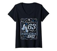 Womens Chapter 63 Fabulous Since 1962 63rd Diamond Birthday Queen V-Neck T-Shirt