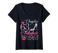 Womens Chapter 63 Fabulous Since 1963 63rd Birthday Gift for Women V-Neck T-Shirt