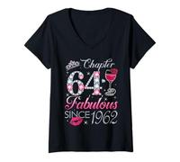 Womens Chapter 64 Fabulous Since 1962 64th Birthday Gift for Women V-Neck T-Shirt