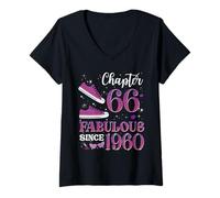 Womens Chapter 66 Fabulous Since 1960 66Th Birthday Girl Lady V-Neck T-Shirt