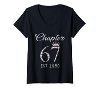 Womens Chapter 67 EST 1959 67Th Birthday Tee Gift for Womens V-Neck T-Shirt