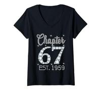 Womens Chapter 67 EST 1959 Happy 67Th Birthday Girl Gift for Her V-Neck T-Shirt
