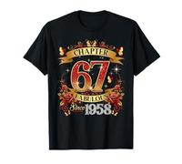 Womens Chapter 67 Fabulous EST 1958 Red Roses 67th Birthday T-Shirt
