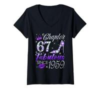 Womens Chapter 67 Fabulous Since 1959 67 Years Old Lady Girls V-Neck T-Shirt
