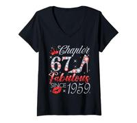 Womens Chapter 67 Fabulous Since 1959 67 Years Old Women Girl V-Neck T-Shirt