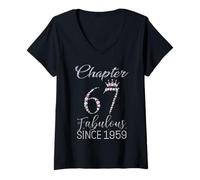 Womens Chapter 67 Fabulous Since 1959 67 Years Old Women Lady V-Neck T-Shirt