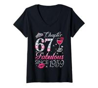 Womens Chapter 67 Fabulous Since 1959 67Th Birthday Gift for Women V-Neck T-Shirt