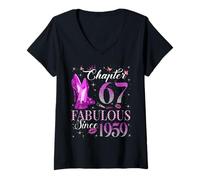 Womens Chapter 67 Fabulous Since 1959 67Th Birthday Gift for Women V-Neck T-Shirt