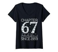 Womens Chapter 67 Fabulous Since 1959 Happy 67Th Birthday Girl Lady V-Neck T-Shirt