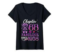 Women's Chapter 68 Fabulous Since 1958 68th Birthday Women Girls V-Neck T-Shirt