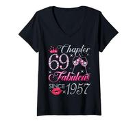 Womens Chapter 69 Fabulous Since 1957 69Th Birthday Gift for Women V-Neck T-Shirt