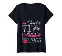 Womens Chapter 71 Fabulous Since 1955 71st Birthday Gift for Women V-Neck T-Shirt