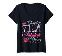 Womens Chapter 71 Fabulous Since 1955 71st Birthday Gift for Women V-Neck T-Shirt