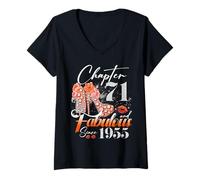 Womens Chapter 71 Fabulous Since 1955 71st Birthday Women Girls V-Neck T-Shirt