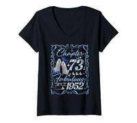 Womens Chapter 73 Fabulous Since 1952 73rd Diamond Birthday Queen V-Neck T-Shirt